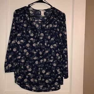 Navy blue floral blouse